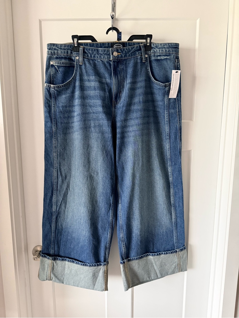 Scoop Women’s Mid Rise Blue Wide-Leg Cuffed Jeans NWT Size 18